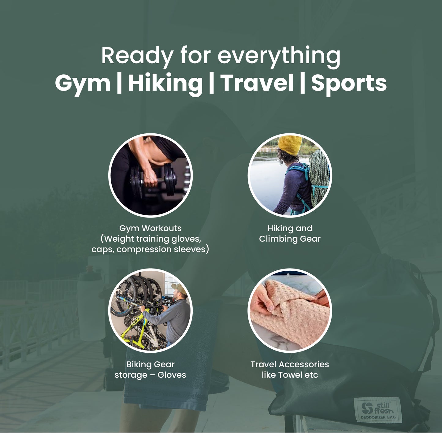 STILLFRESH™ DEODORIZER GYM & SPORTS BAG